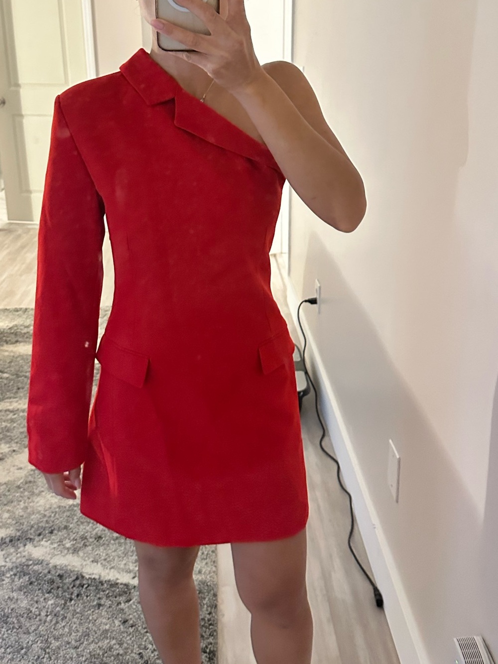 Zara Red One-Shoulder Blazer Mini Dress